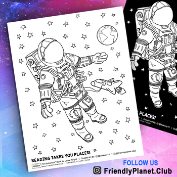 Preview of Astronaut in Outer Space: Coloring Pages