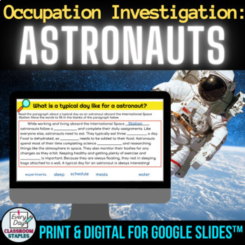Preview of Astronauts Nonfiction Reading Response Activities Using Informational Text
