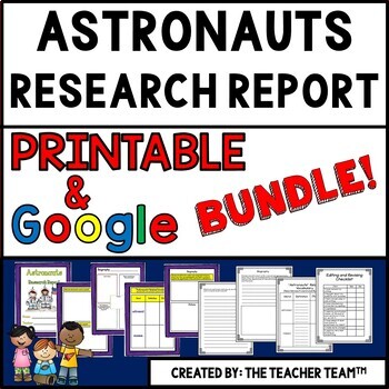 Preview of Astronauts Report Printable and Google Slides Bundle