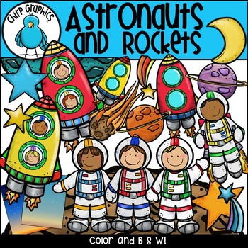 Preview of Astronauts and Rockets Outer Space Clip Art Set