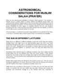 Astronomical Considerations for Muslim Salah (Prayer)