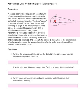 Preview of Astronomical Units Worksheet: Exploring Cosmic Distances