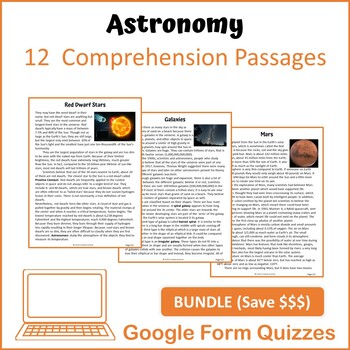 Preview of Astronomy Bundle Reading Comprehension - Google Form Quiz