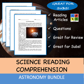 Preview of Astronomy Bundle - Reading Passages and x 10 Questions (EDITABLE) Save 30%!
