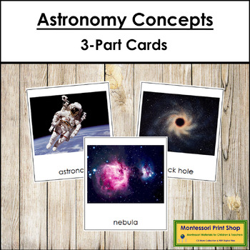 Preview of Astronomy Concepts 3-Part Cards - Montessori Nomenclature