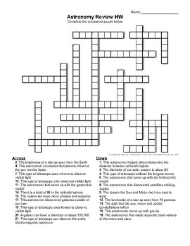 Astronomy Crossword Puzzle by Hernandez Astronomy TPT