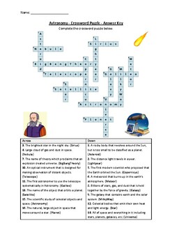 Astronomy Crossword Puzzle Worksheet Activity (Printable) TpT