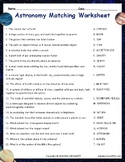 Astronomy Matching Worksheet - Cosmic Adventure Puzzles - 