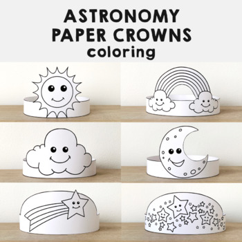 Preview of Astronomy Paper Crowns Headbands Printable Coloring Sky Craft Activity Template