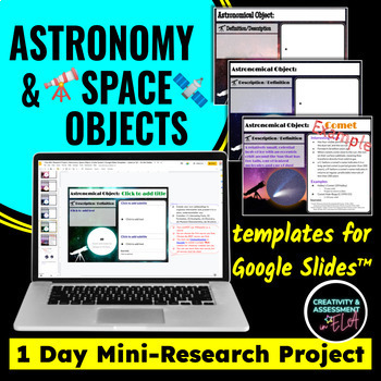 Preview of Astronomy, Planets, Solar System, & Space Objects 1 Day Mini-Research Project