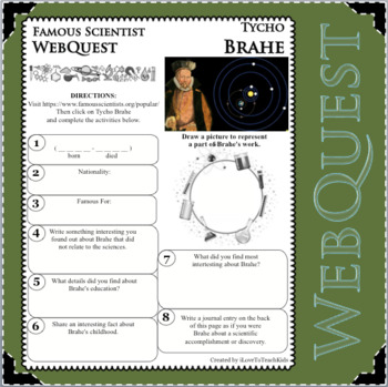 Preview of Astronomy Planets TYCHO BRAHE WebQuest Scientist Research Project Biography