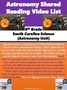 Preview of Astronomy Shared Reading Video List