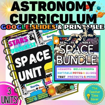 Preview of Space Unit Bundle- Printable & Google Slides Notes Lessons Activities Tests