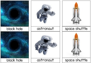 Preview of Astronomy, Space and Astronaut Concepts Montessori 3-Part Cards