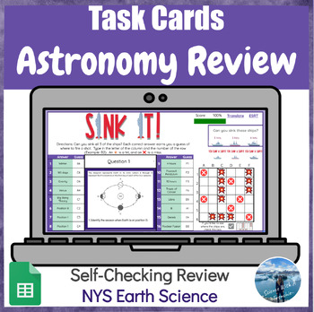 Preview of Astronomy Task Cards | Digital Review Activity | Self-Checking NYS Regents