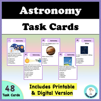 Preview of Astronomy - Task Cards (Printable and Digital Science Worksheets)