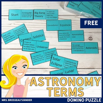 Preview of Astronomy Terms - Domino Puzzle (Space Exploration Vocabulary Game)