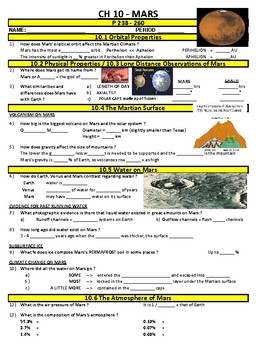 Preview of Astronomy Today : Chapter 10 - Mars - Guided Reading - 26 Questions