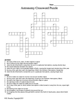 Astronomy Vocabulary Crossword Puzzle by Reincke s Education Store