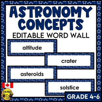 Preview of Astronomy Vocabulary | Editable Word Wall | Space | Sky Science