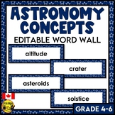 Astronomy Vocabulary | Editable Word Wall | Space | Sky Science