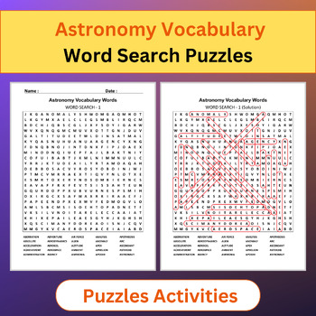 Preview of Astronomy Vocabulary Words | Word Search Puzzles Activities