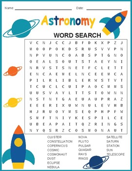 Preview of Astronomy Word Search Puzzle Vocabulary Worksheet Activity