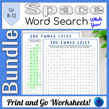 Preview of Astronomy Word Search Puzzles || Growing Bundle || Full Year