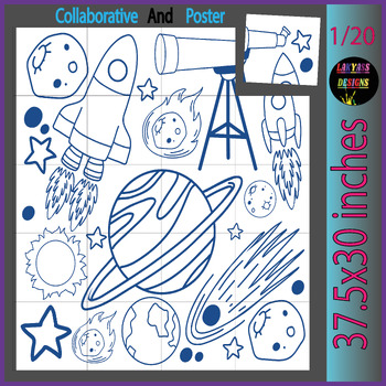 Preview of Astronomy day Collaborative Coloring Poster Art Bulletin Board Activities