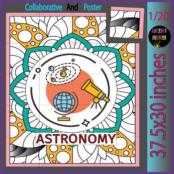 Preview of Astronomy day Collaborative Coloring Poster Art Bulletin Board Activities