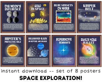 Preview of Astronomy (set of 8) Printable Posters, Science Classroom Decor, Space Facts