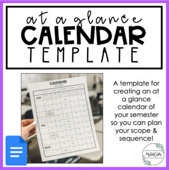 Preview of At A Glance Calendar Template | Plan Your Semester