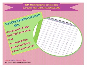Preview of At A Glance Common Core ELA Curriculum Map: Kindergarten