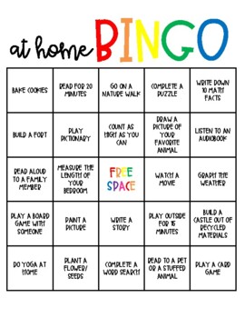 At Home Bingo by Miss Torgersen | TPT