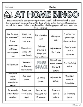 At Home Bingo by Class with Ky | TPT