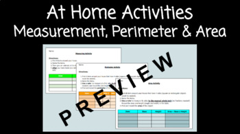 Preview of At Home Digital Measurement, Perimeter & Area Activities