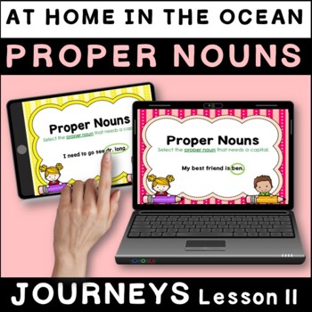 Preview of At Home In The Ocean: Proper Nouns BOOM Cards | Journeys First Grade Lesson 11