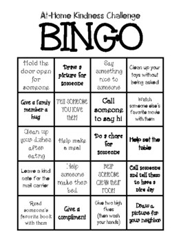 At-Home Kindness Challenge BINGO by Preschool on the Prairie | TPT