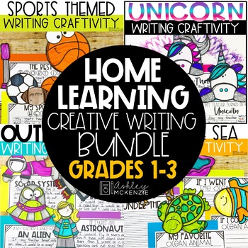 Preview of At Home Learning Creative Writing Activities Bundle - Grades 1-3