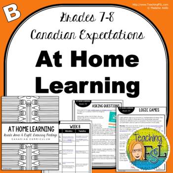Preview of At Home Learning Lessons - Gr 7/8 - Week B