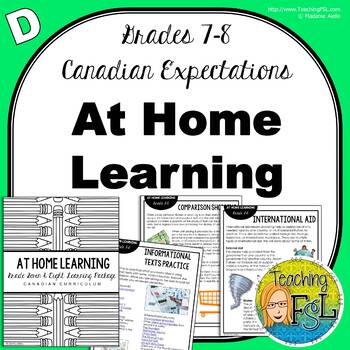 Preview of At Home Learning Lessons - Gr 7/8 - Week D