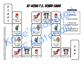 Preview of P.E. Board Game (Seated Exercises)- Adapted P.E. Distance Learning