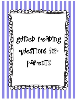 Preview of At Home Reading Comprehension Questions for Parents