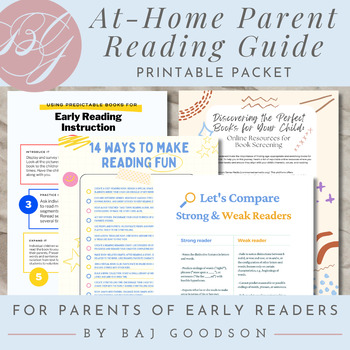 Preview of At Home Reading Guide for Parents of Early Readers K-5 | Editable Packet