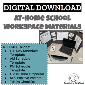 Preview of At-Home School Workspace Materials: Floral Farmhouse