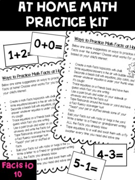 Preview of At Home / Summer Math Facts Practice Kit - Addition & Subtraction to 10 BUNDLE!