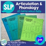 At Home Word Lists for Articulation and Phonology for SLPs