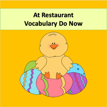 Preview of At Restaurant Vocabulary Do Now(Bell Ringer/Writing/Discussion Prompt)