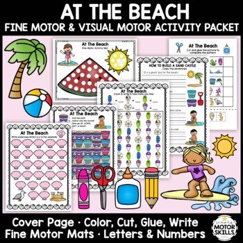 Preview of At The Beach - Fine Motor & Visual Motor - Color Write Cut Glue 