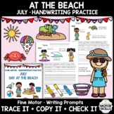 At The Beach • Trace Copy Check Sentences • Handwriting • Summer